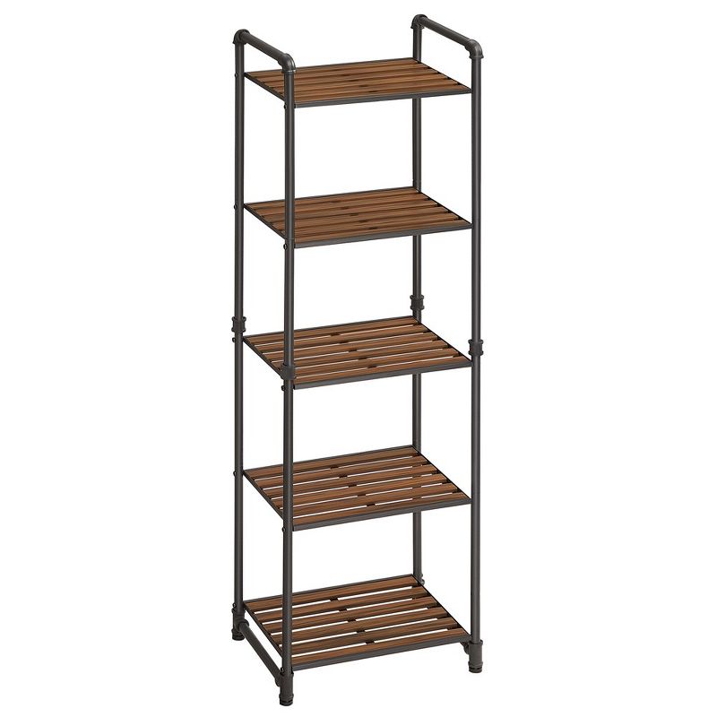 VASAGLE Bathroom Shelves, 5-Tier Storage Rack, Plant Flower Stand, 12.2”D x 15.6”W x 51”H, Rustic Brown and Black, 1 of 6