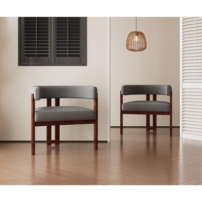 Set of 2 Upholstered Dining Chair Modern Accent Chair Comfy Side Chair Leisure Chair, Beige/Emerald/Gray/Black/Orange-ModernLuxe