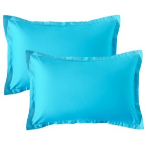 2 Pack Brushed Microfiber Pillow Shams, Super Soft and Cozy Oxford Pillowcases - NTBAY - 1 of 4