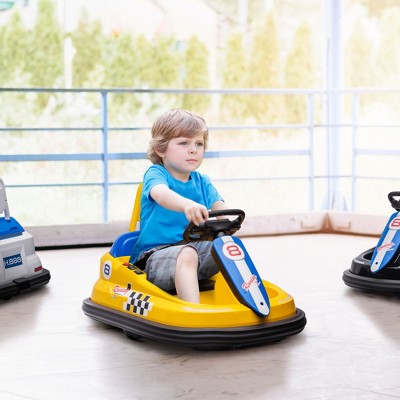 Yellow 6V Electric Ride-On Bumper Car with Music and LED Lights