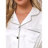 INSPIRE CHIC Women's Satin Silky Short Sleeve Shorts Button Down Lingerie Ruffle Pajamas Set - 4 of 4