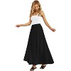 Women's Flowy High-Waist Maxi Skirt - Summer Pleated Long Skirt with Pockets Black - 3 of 4