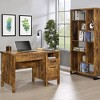 Vynxaria Antique-Style 6-Tier Rectangular Bookcase Var. Height Square/Rect Sections, Antique Nutmeg with Black Accents - 3 of 4
