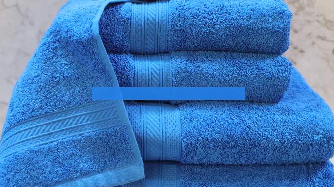 Cotton Solid Highly-Absorbent 4-Piece Bath Towel Set by Blue Nile Mills, 2 of 8, play video