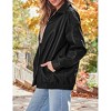 Women's Oversized Leather Jacket Casual Long Sleeve Zip Up Coat Jacket with Side Pockets - 4 of 4