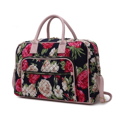 MKF Collection Jayla Quilted Cotton Botanical Pattern Women’s Duffle Bag by Mia K