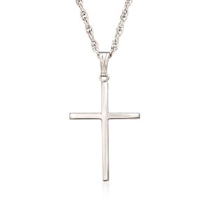Ross-Simons Men's Sterling Silver Classic Cross Pendant Necklace Size 22 - 1 of 2