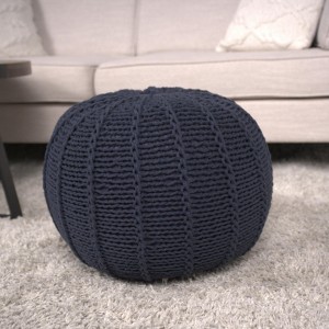 NicBex Knitted Cotton Round Pouf Comfortable and Durable Accent Furniture Ideal for Relaxing and Additional Seating, Dark Blue - 1 of 4