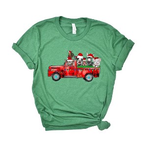 Simply Sage Market Women's Farm Animals Christmas Truck Short Sleeve Graphic Tee - 1 of 4
