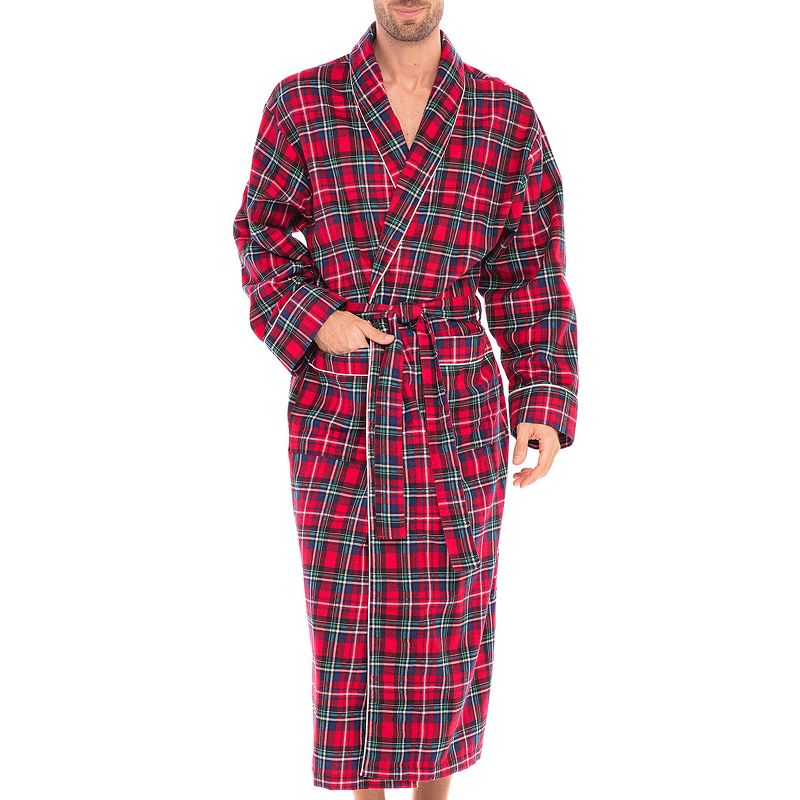 Men's Lightweight Flannel Robe, Soft Cotton, 1 of 6