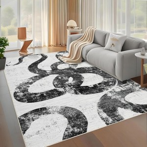 Washable Area Rug, Non-Slip, Low Pile, Ultra Thin, Abstract Snake Print for Living Room, Bedroom, Dining Room, Office. - 1 of 4