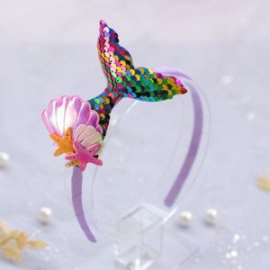 Summer Crystal - Sequin Mermaid Tail with Starry Shell Headband - 1 Pack - 1 of 3