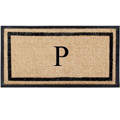 A1HC Natural Coir & Rubber Doormat for Outdoor Indoor Entrance, Long Lasting Easy to Clean Front Door Mat 24x48, Monogrammed