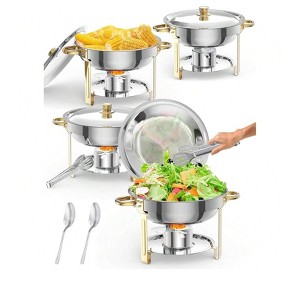 Coucheta Chafing Dish Buffet Set - NSF Round Stainless Steel Chafers with Lid Holder, Spoon & Tweezer for Catering, Events, Weddings - 1 of 4