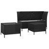 vidaXL 3 Piece Patio Lounge Set with Cushions Black Poly Rattan - 4 of 4