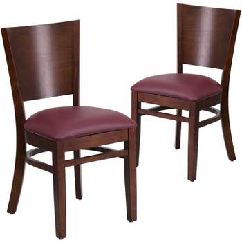 Emma and Oliver 2 Pack Solid Back Wooden Restaurant Chair