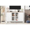 47.2" MDF Retro TV Stand with Glass Doors and 3 Cabinets, Sideboard Cabinet with Adjustable Shelves and Anti-tip Device for Living Room - 4 of 4