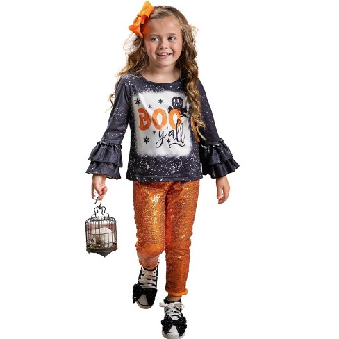 Bailey Boys Girls Halloween Leggings Set - Ghost & Pumpkin Top