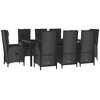 vidaXL 9-Piece Black & Gray Poly Rattan Patio Dining Set - Reclining Garden Chairs & Glass-Top Table - 3 of 4
