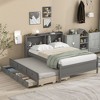 Full/Twin Size Platform Bed with Bookcase Headboard, Twin Size Trundle Bed and Drawers-ModernLuxe - 2 of 4