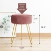 Arceso Pleated Vanity Stool, Velvet Ottoman with Metal Legs, Round Footrest for Bedroom & Makeup Room - 3 of 4