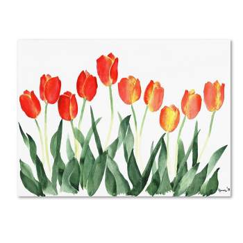 14" x 19" Tulips by Nicky Kumar - Trademark Fine Art, Gallery-Wrapped, Giclee Print, Modern Floral Canvas Artwork