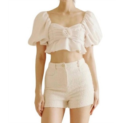 Women's Satin Sheen Rose Crop Top - STORIA