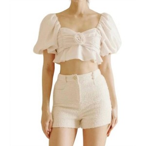 Women's Satin Sheen Rose Crop Top - STORIA - 1 of 4