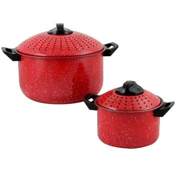 Gibson Home Casselman 4 piece Nonstick Pasta Pot Set in Red