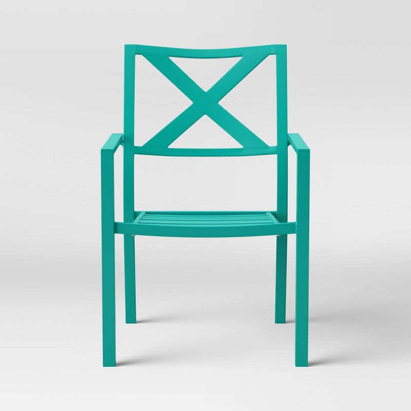 Afton 4pk Metal Stack Patio Dining Chair Turquoise - Threshold&#8482;, 2 of 5