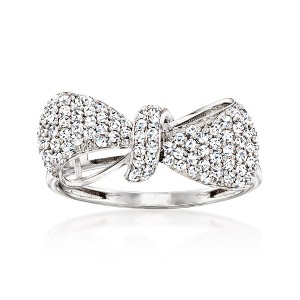 Ross-Simons 0.50 ct. t.w. Diamond Bow Ring in 14kt White Gold - 1 of 4