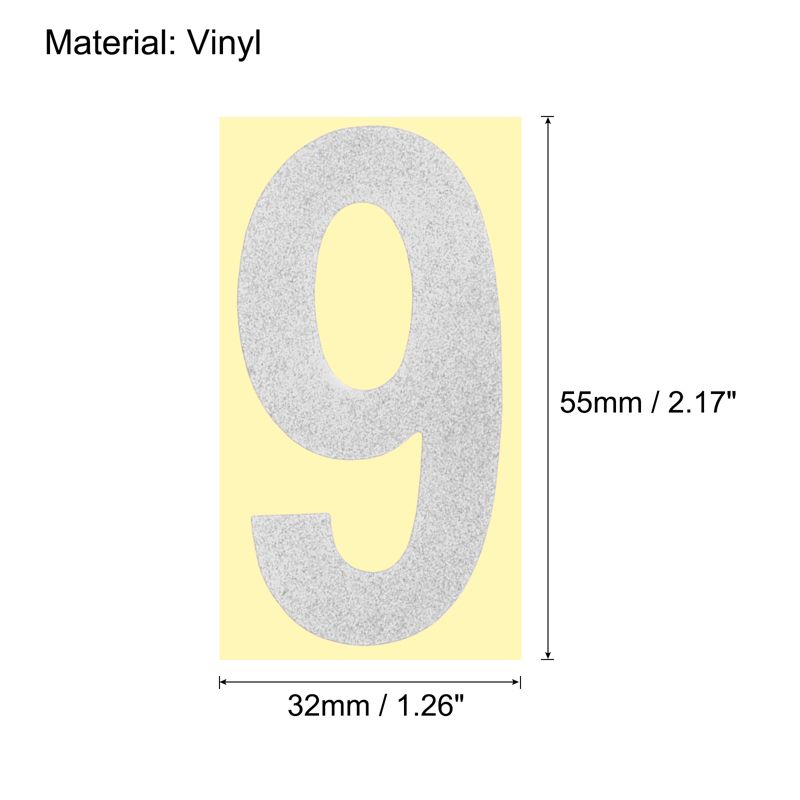 Unique Bargains 0 - 9 Vinyl Waterproof Self-Adhesive Reflective Mailbox Numbers Sticker 2.17 Inch Silver 4 Set, 2 of 5