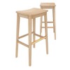 Plank+Beam 30" Bar Stool, Wood Modern Kitchen Stool, Saddle Seat Backless Bar Height Chair with Metal Footrest - 2 of 4