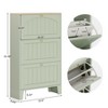 Resenkos Modern Flip - Down Shoe Cabinet, Light Green 3 - Tier Storage Organizer, Wooden Top Entryway Shoe Rack - 2 of 4