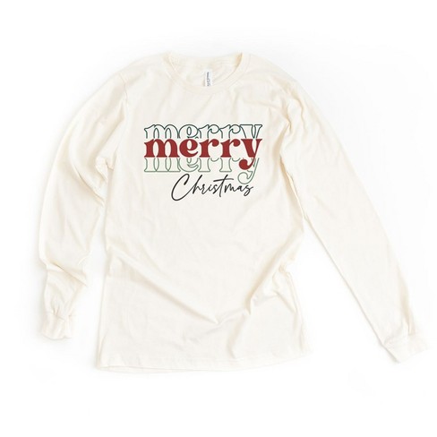 Simply Sage Market Women's Merry Christmas Stacked Long Sleeve Graphic Tee - image 1 of 4