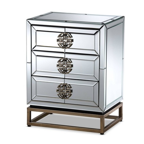 Laken 3 Drawers Mirrored Nightstand Baxton Studio Target