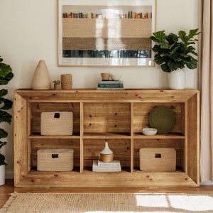 Hommoo 63" Solid Wood Farmhouse Console Table, 6-Cube Storage Entryway Table - 1 of 4