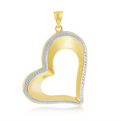 Classic Gold 14K Yellow & White Gold Open Heart Pendant