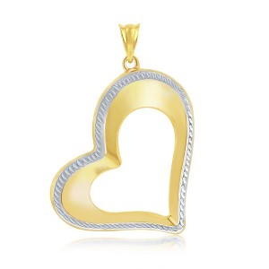 Classic Gold 14K Yellow & White Gold Open Heart Pendant - 1 of 3