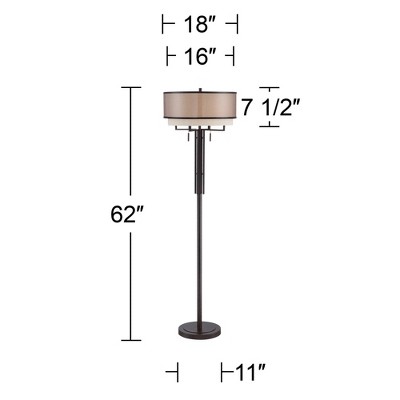 Alamo 62" Bronze Metal Industrial Rustic Floor Lamp with Double Drum Shade