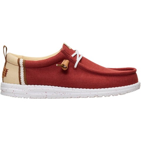 HEYDUDE Men Wally Craft Linen , Burnt Red/Multi, 11