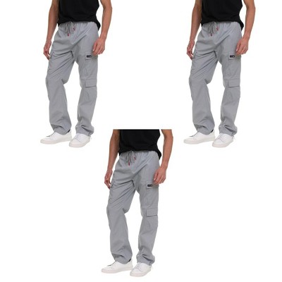 Canada Weather Gear 3-Pack Men’s Lightweight Cargo Pants – Elastic Waistband with Drawstring, Adjustable Hem, Relaxed Fit