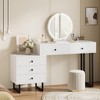 White Vanity Desk with Mirror and Lights, Small Makeup Vanity with 5 Drawers for Bedroom - 4 of 4