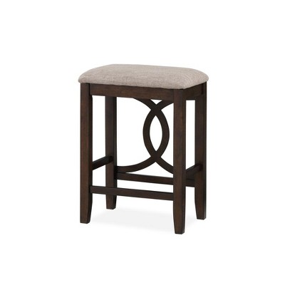 New Classic Furniture,Bella Wood Counter Stool With Fabric Seat In Cherry (Set Of 2)
