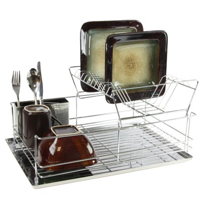 Megachef 16 Inch Two Shelf Dish Rack In Red : Target