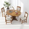 5-Piece Retro Dining Table Set with Extendable Round Table, 16-Inch Leaf, 4 Upholstered Chairs, Solid Wood & MDF, Ideal for Dining Room, Kitchen - 2 of 4
