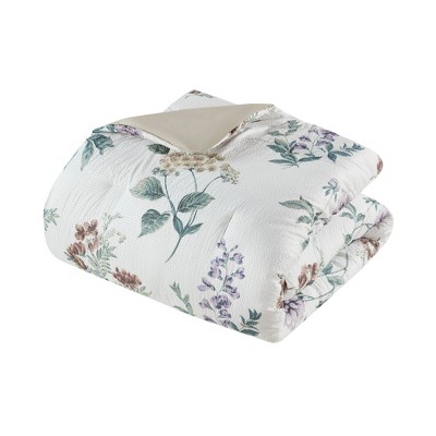 Blush Floral Microfiber 7-Piece Full Bedspread Set