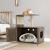 Tangkula 34.5" Tall Wooden Cat Tower w/ Sisal Scratching Post & Mat Litter Box Enclosure - 3 of 4