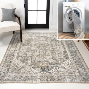 JONATHAN Y Keesha Bold Distressed Medallion Low-Pile Machine-Washable Area Rug - 1 of 4