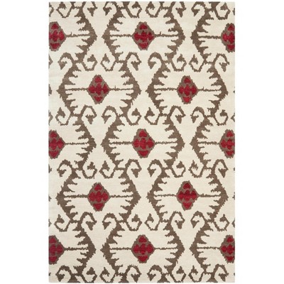 Ivory and Brown Handmade Wool 6' x 9' Reversible Area Rug